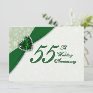 Damask 55th Wedding Anniversary Invitation