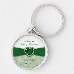 Damask 55th Wedding Anniversary Key Ring