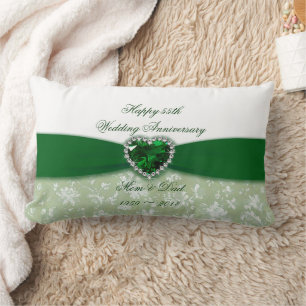 Damask 55th Wedding Anniversary Lumbar Cushion
