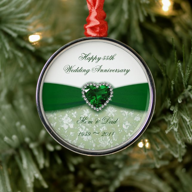 Damask 55th Wedding Anniversary Metal Tree Decoration (Tree)