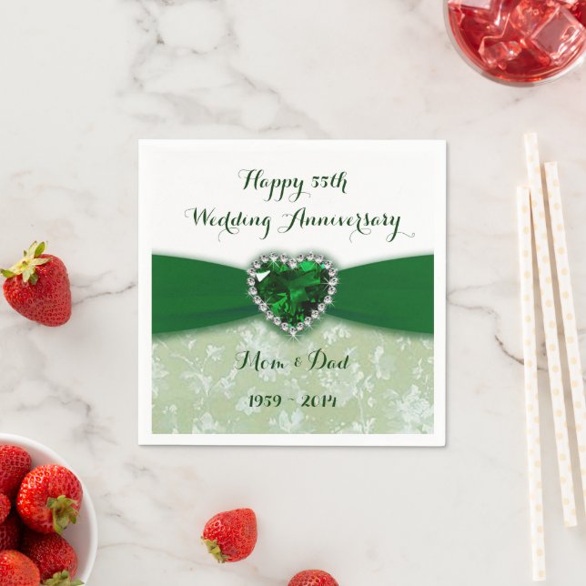 Damask 55th Wedding Anniversary Paper Napkins (Insitu)