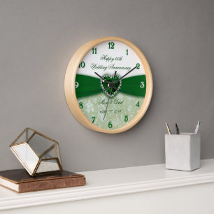 Damask 55th Wedding Anniversary Wall Clock