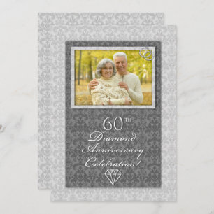 Damask 60th Diamond Wedding Anniversary Party Invitation