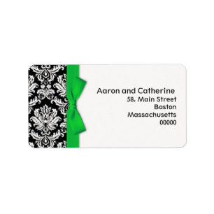 Damask Address Labels with Green Bow
