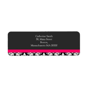 Damask Address Labels with Hot Pink