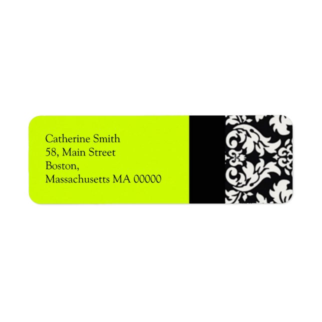 Damask Address Labels with Lime (Front)