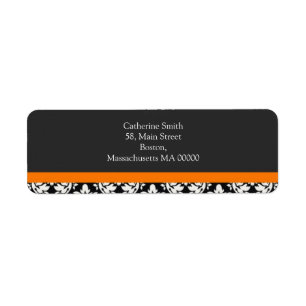 Damask Address Labels with Orange