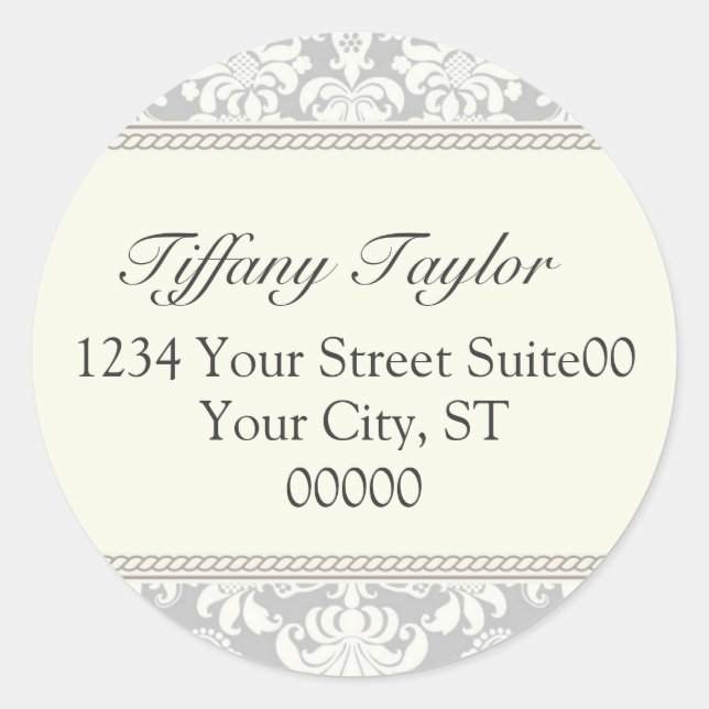 Damask Address Sticker (Front)