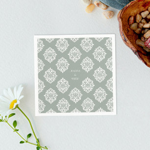 Damask Ambience Pale Olive Classic Wedding Napkins