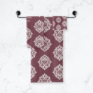 Damask Ambience Personalised Tuscan Red Bath Towel Set