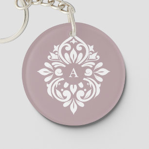 Damask Ambience (Tuscany Pale Pink) Key Ring