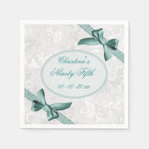 Damask and Bows Ninety Fifth Birthday Serviettes Napkin