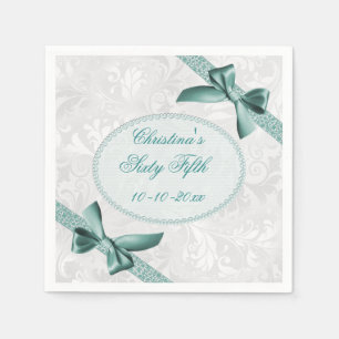 Damask and Bows Sixty Fifth Birthday Serviettes Napkin