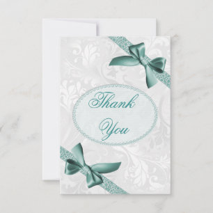 Damask and Bows Thank You Card