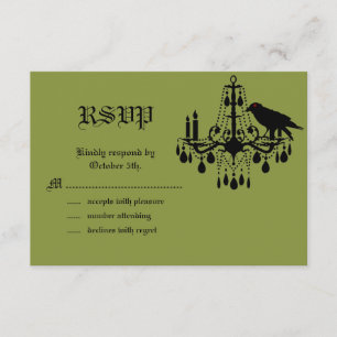 Damask and Green RSVP Card