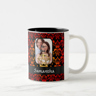 Damask and pentacle Two-Tone coffee mug