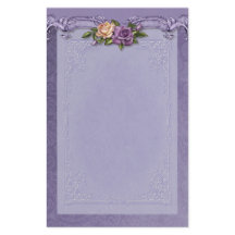 Damask and Roses Purple Stationery