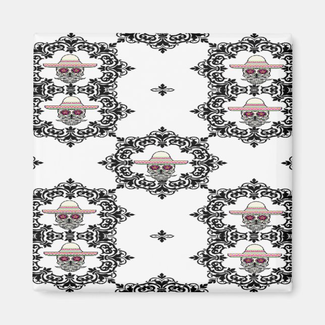 Damask and skull magnet (Front)