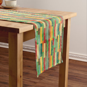 Damask and Stripes Earth Tones Modern Medium Table Runner