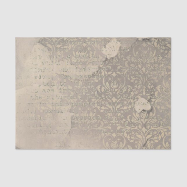 Damask and Typewriter Text Tissue Paper (Front)