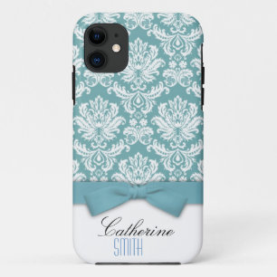 Damask Aqua Bow iPhone 5 Case