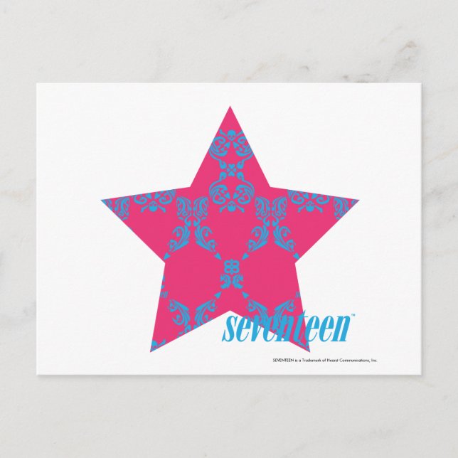 Damask Aqua-Magenta 2 Postcard (Front)