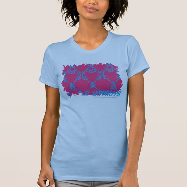 Damask Aqua-Magenta 3 T-Shirt (Front)