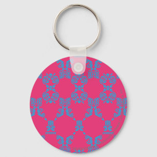 Damask Aqua-Magenta Key Ring