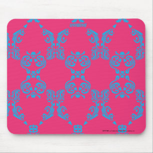 Damask Aqua-Magenta Mouse Pad