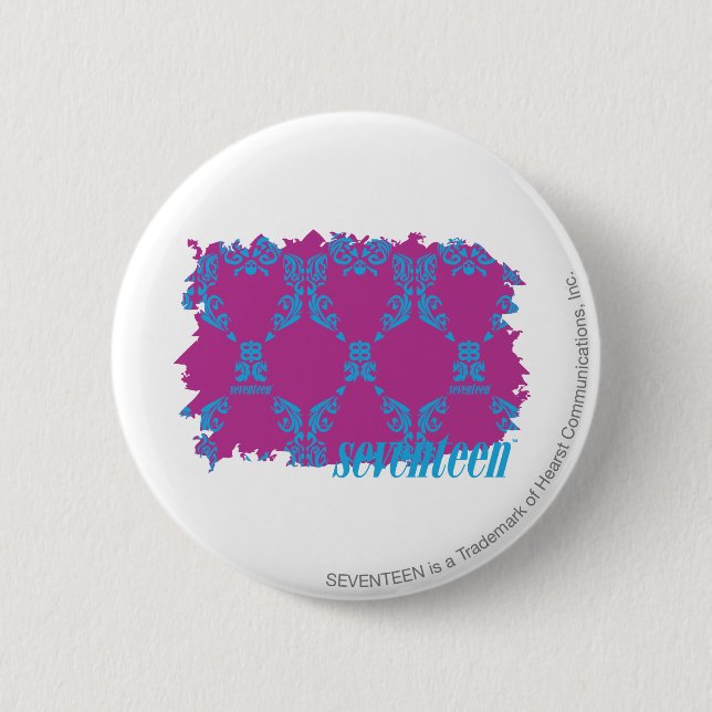 Damask Aqua-Purple 2 6 Cm Round Badge (Front)