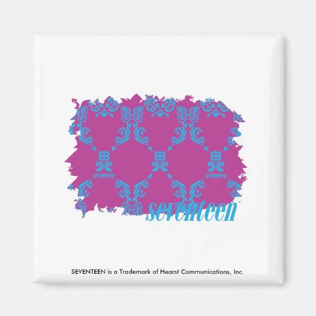 Damask Aqua-Purple 2 Magnet (Front)