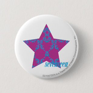 Damask Aqua-Purple 3 6 Cm Round Badge