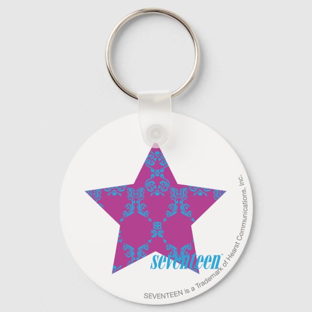 Damask Aqua-Purple 3 Key Ring (Front)