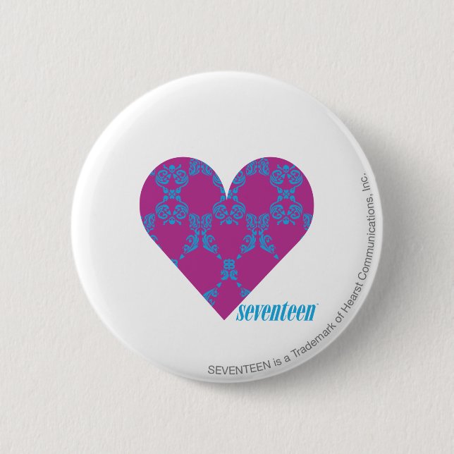 Damask Aqua-Purple 4 6 Cm Round Badge (Front)