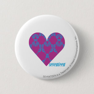 Damask Aqua-Purple 4 6 Cm Round Badge