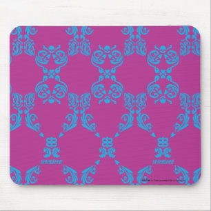 Damask Aqua-Purple Mouse Pad