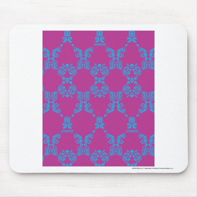 Damask Aqua-Purple Mouse Pad (Front)