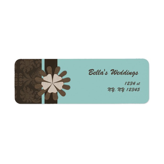 damask aqua Return address label (Front)