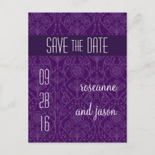 Damask Art Deco Save the Date Postcard