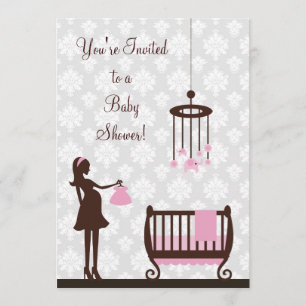 Damask Baby Shower : Girl : Invitation