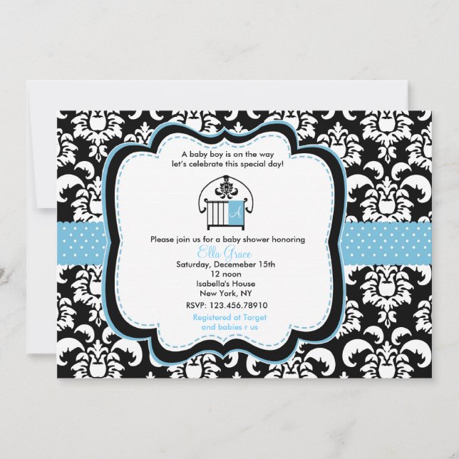 Damask Baby Shower Invitations (Front)