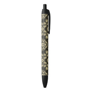 Damask background black ink pen