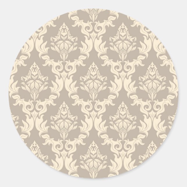 Damask background classic round sticker (Front)