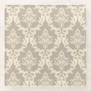 Damask background glass coaster