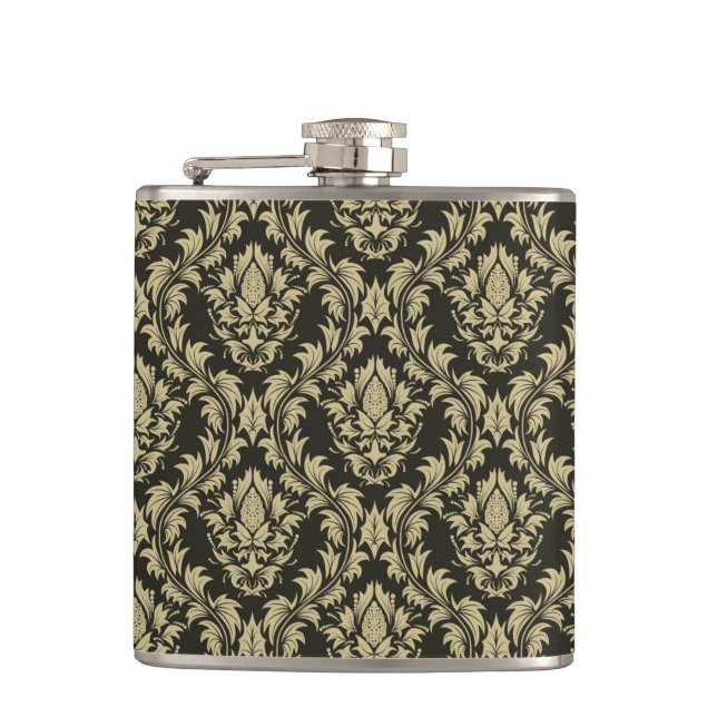 Damask background hip flask (Front)