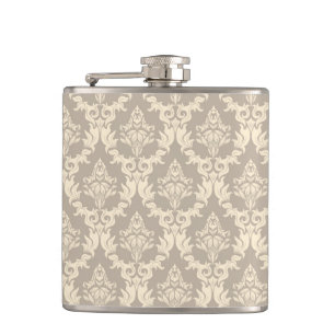 Damask background hip flask