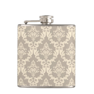 Damask background hip flask