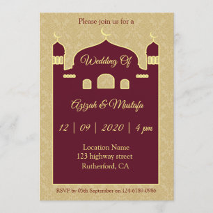 Damask Background On Arabic Wedding Invitation