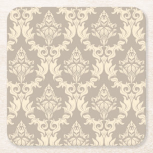 Damask background square paper coaster