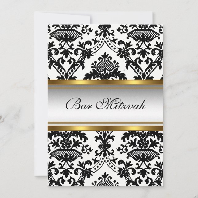 Damask Bar Mitzvah Invitation (Front)